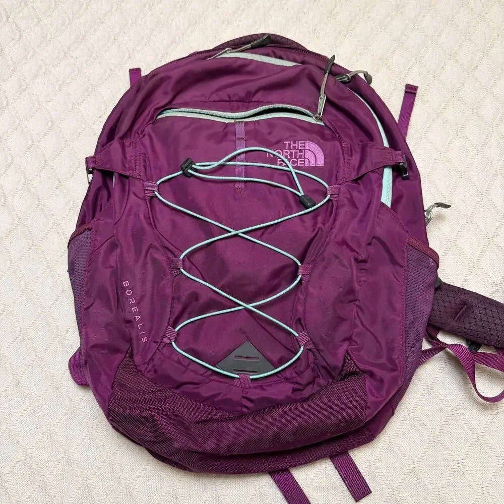 The North Face Borealis Backpack Purple Orange FlexVent Laptop Hiking Pack